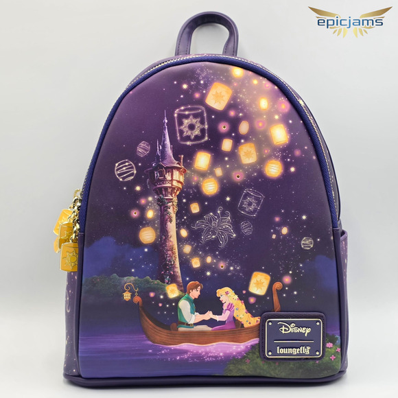 Loungefly Disney Tangled Lantern Scene Light-Up Rapunzel Mini Backpack Bag New - Picture 2 of 7